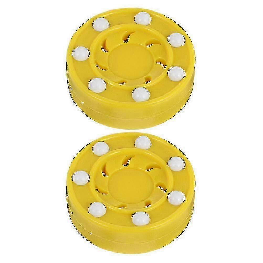 2-Pack Durable Plastic Ice Hockey Pucks for Training & Game Accessories