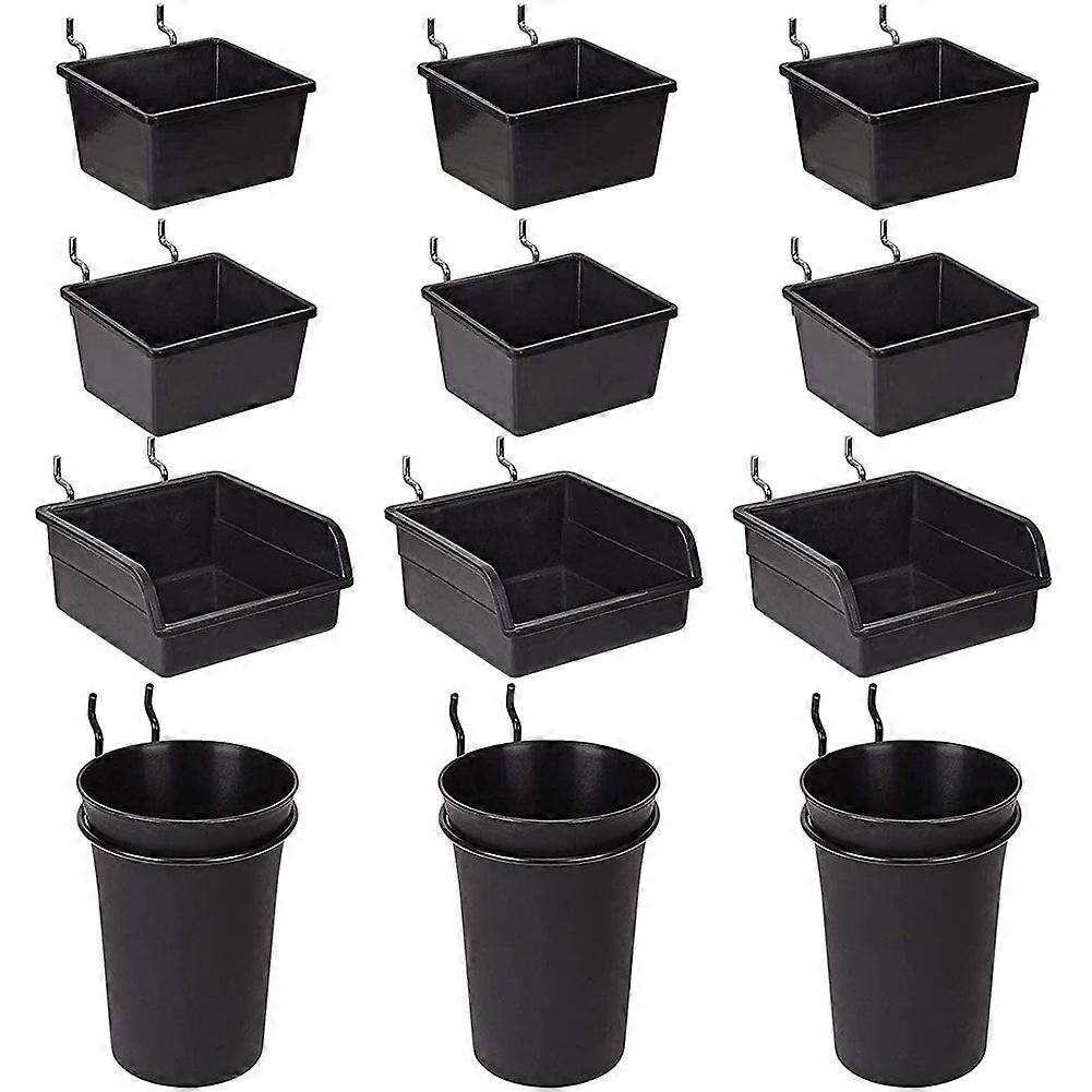 Pegboard Bins Peg Board Cups with Hooks & Loops 12 Pack, System Kit