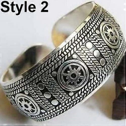Bangle Bracelet - Vintage - Tibetan Silver - Retro Design - Adjustable - Width 2.5cm