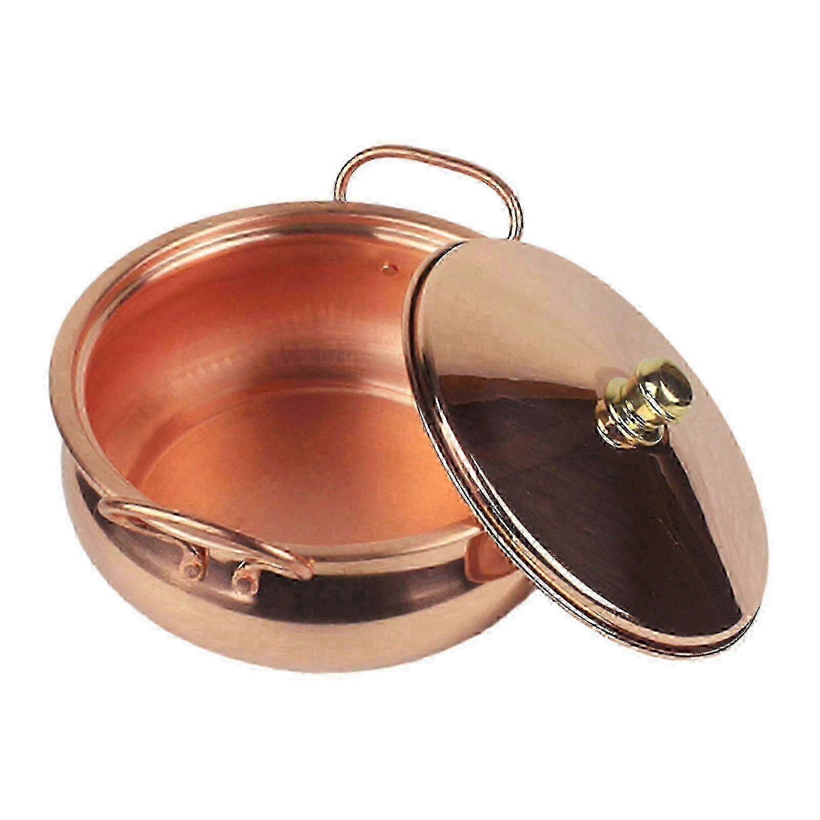 Pure Copper Stew Pan with Lid (18cm) - Durable Cookware for Professional Use