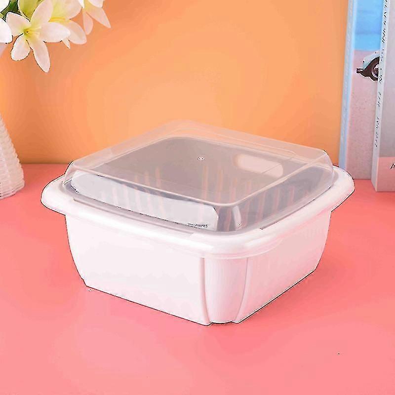 Vegetable Washing Double Layer Detachable Drain Basket Kitchen Accessories With Lid