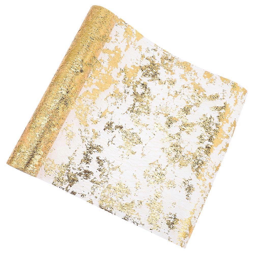 Mesh Table Flag Covered with Flowers Wedding Kitchen Decir Decor Cloth Gold Tablecloth Dining 100% Polyester