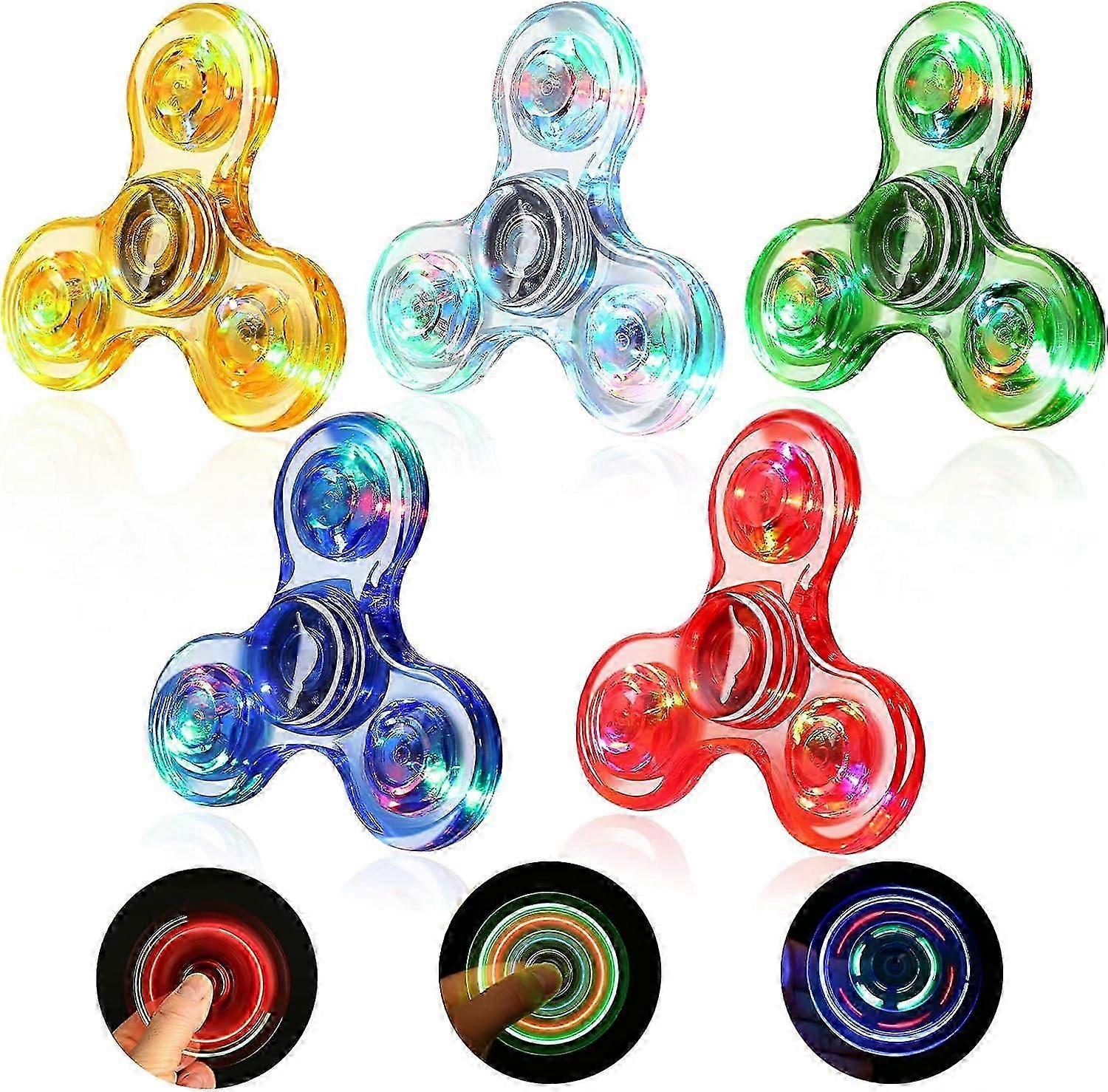 5 Pack Fidget Spinners - Led Light Up Fidget Spinner, Halloween Thanksgiving Goodie Bag Stuffers Glow in The Dark Sensory Toys