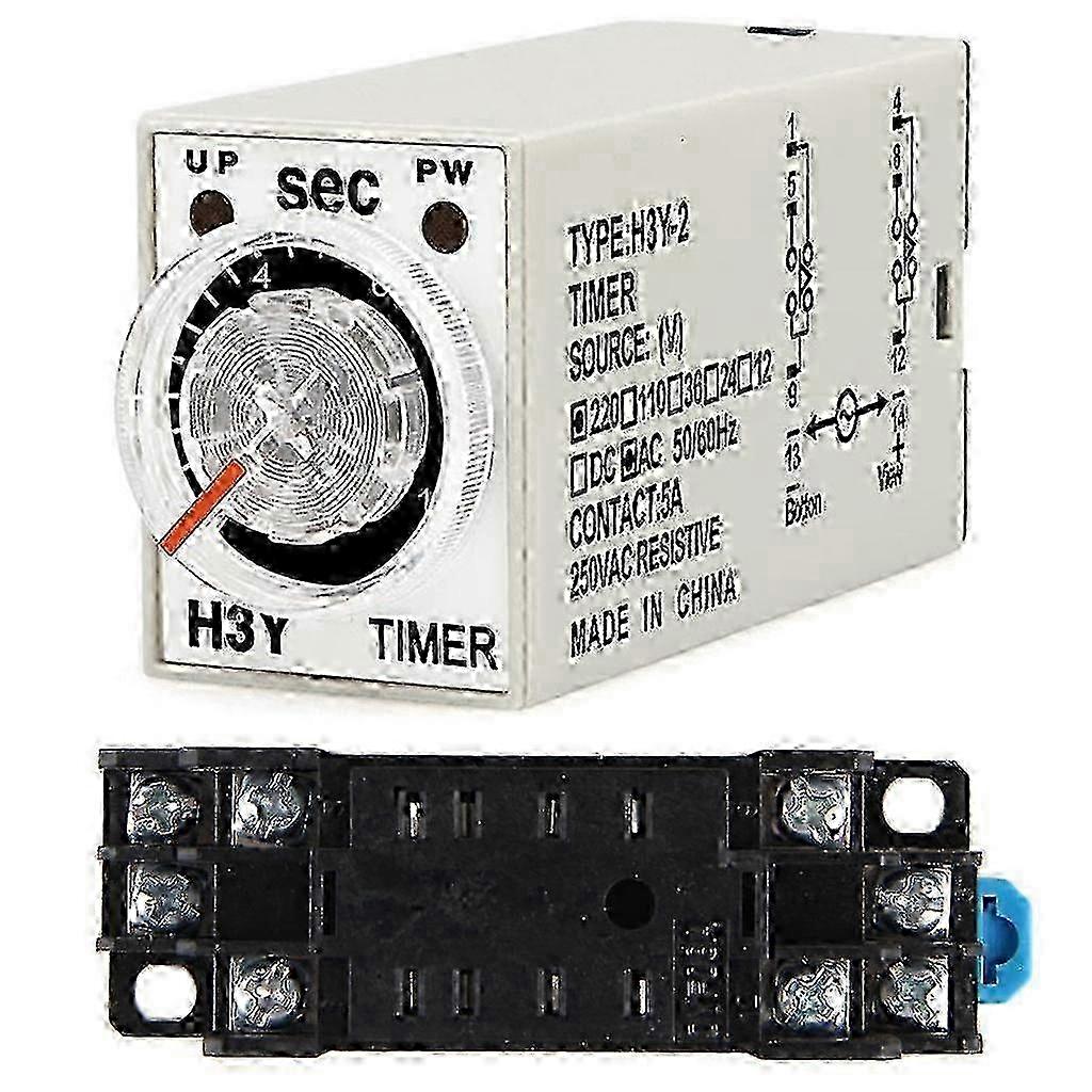 H3Y-2 H3Y Power Delay for Time Temporizador Relay 0-60 AC 220V With Base New