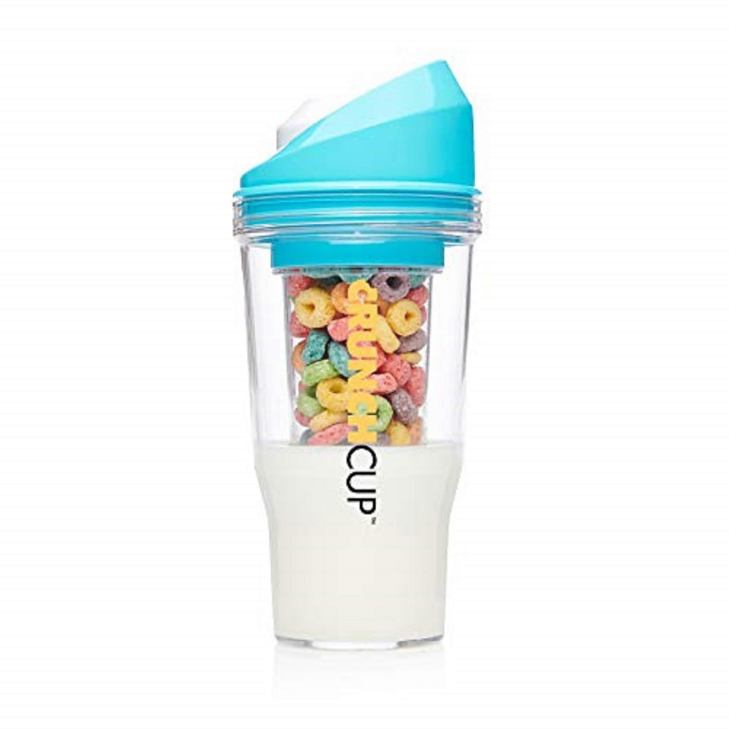 Portable Plastic Cereal Cup for Breakfast On the Go, To Go Cereal and Milk Container, 0 Spoon or Bowl Required White