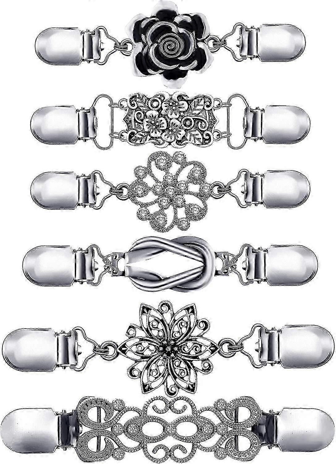 ドレスカーディガンクリップセット - 女性のための6pcsビンテージウエストクリップ