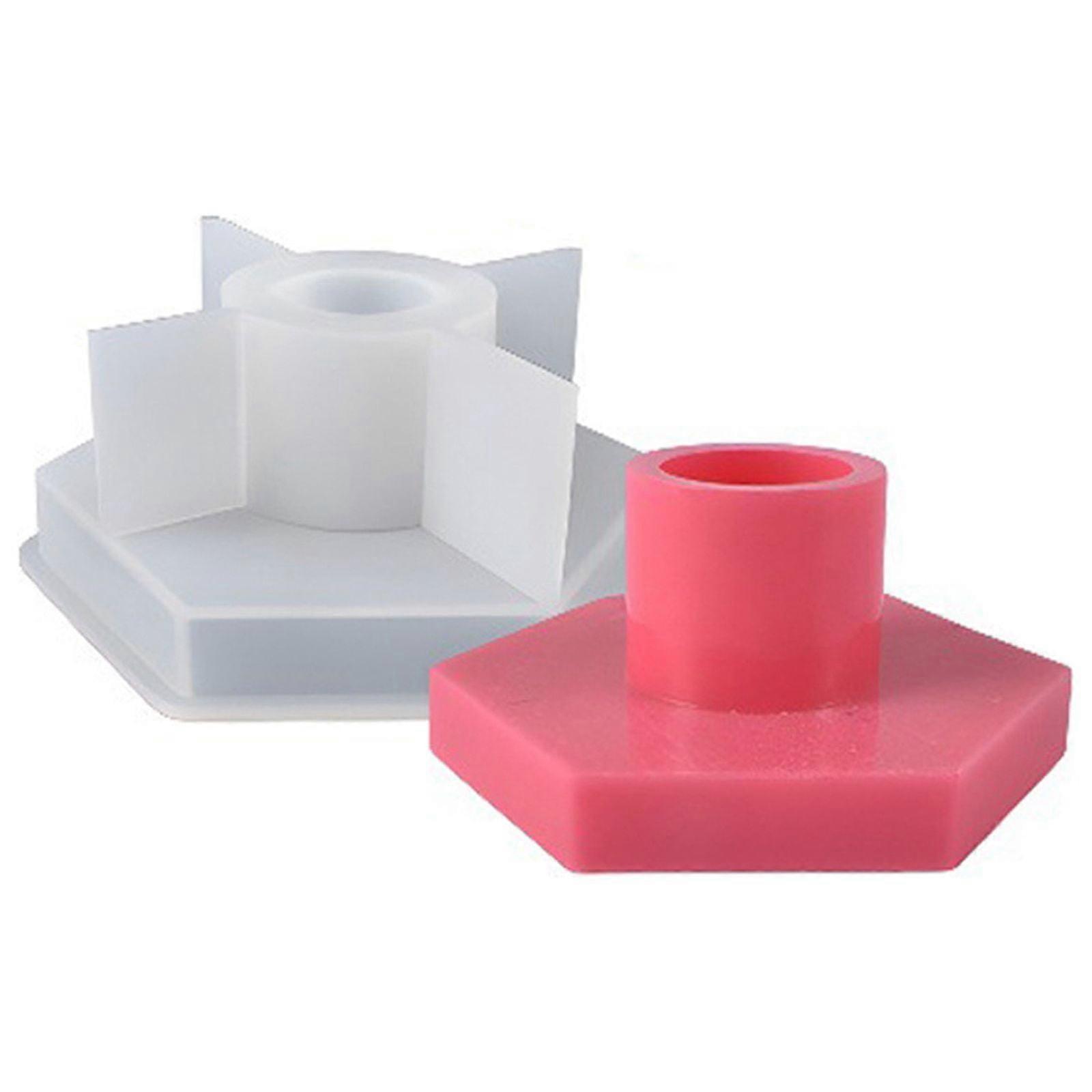 WJSXC Epoxy Resin Mould Aromatherapy Candle Pentagonal Star Hexagonal Circular Ring Candlestick Base Silicone Mould D