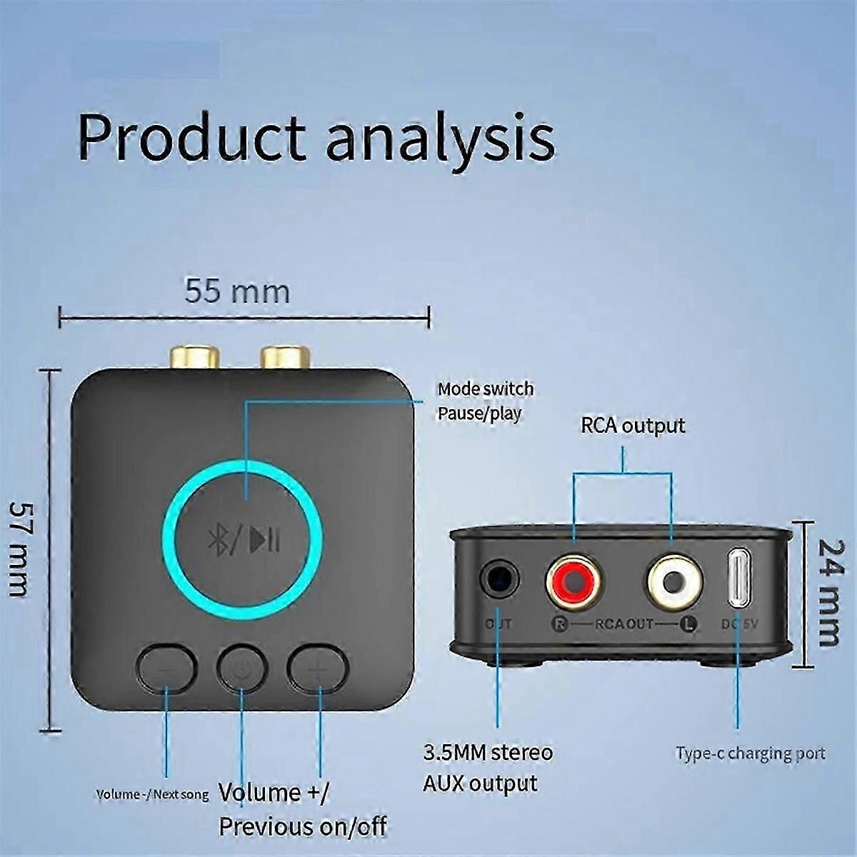 Qualcomm Bluetooth 5.1 Receiver to Aux/ Old Audio Amplifier Wireless Audio Player Lossless Sound Qu