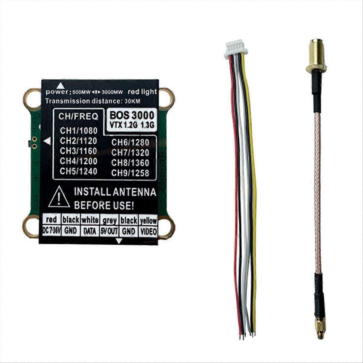 1.2G 1.3G 3W VTX High Power 3000mw 9-Channel FPV Transmitter PAL/NTSC for RC DIY FPV Drone