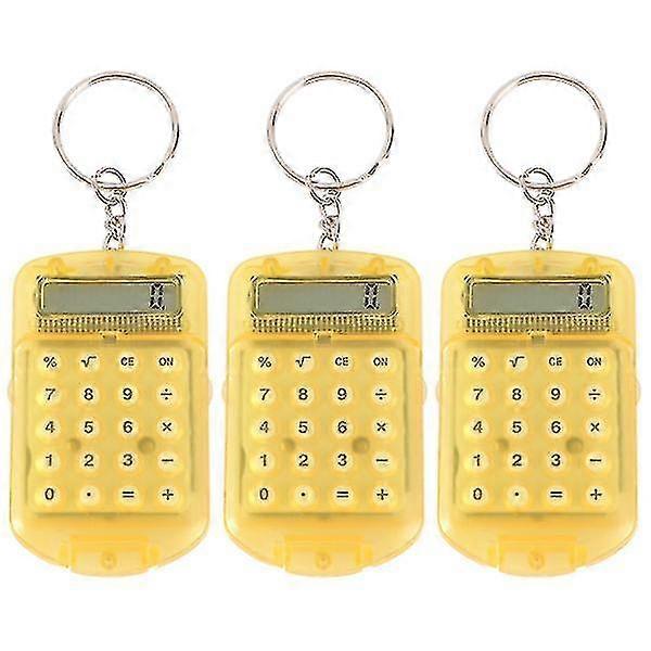 3pcs Mini Key Ring Shape Calculator - Electronic, Portable for Kids & Students (Random Color)