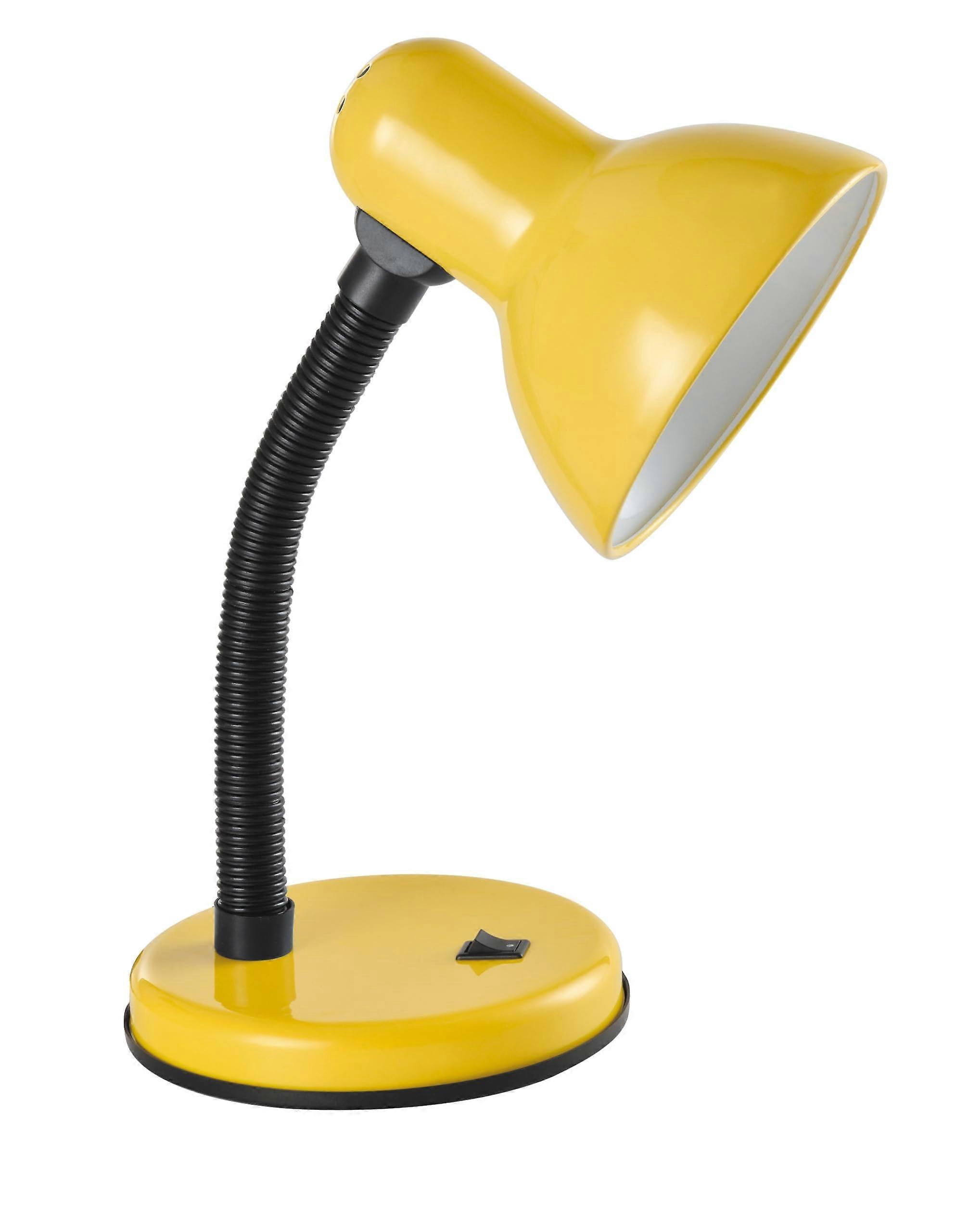 Classic Desk Lamp With Flexible Neck, Mains UK Plug, Integral On/Off Switch, 31cm Height, Yellow, Energy Class A