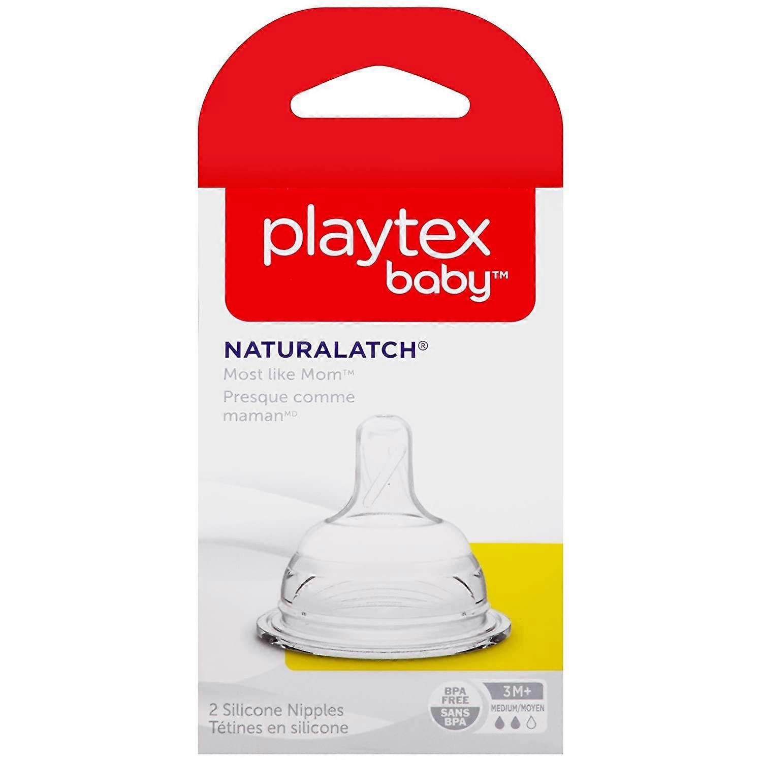 Playtex Baby Naturalatch Medium Flow Baby Bottle Nipples, 2 Ea