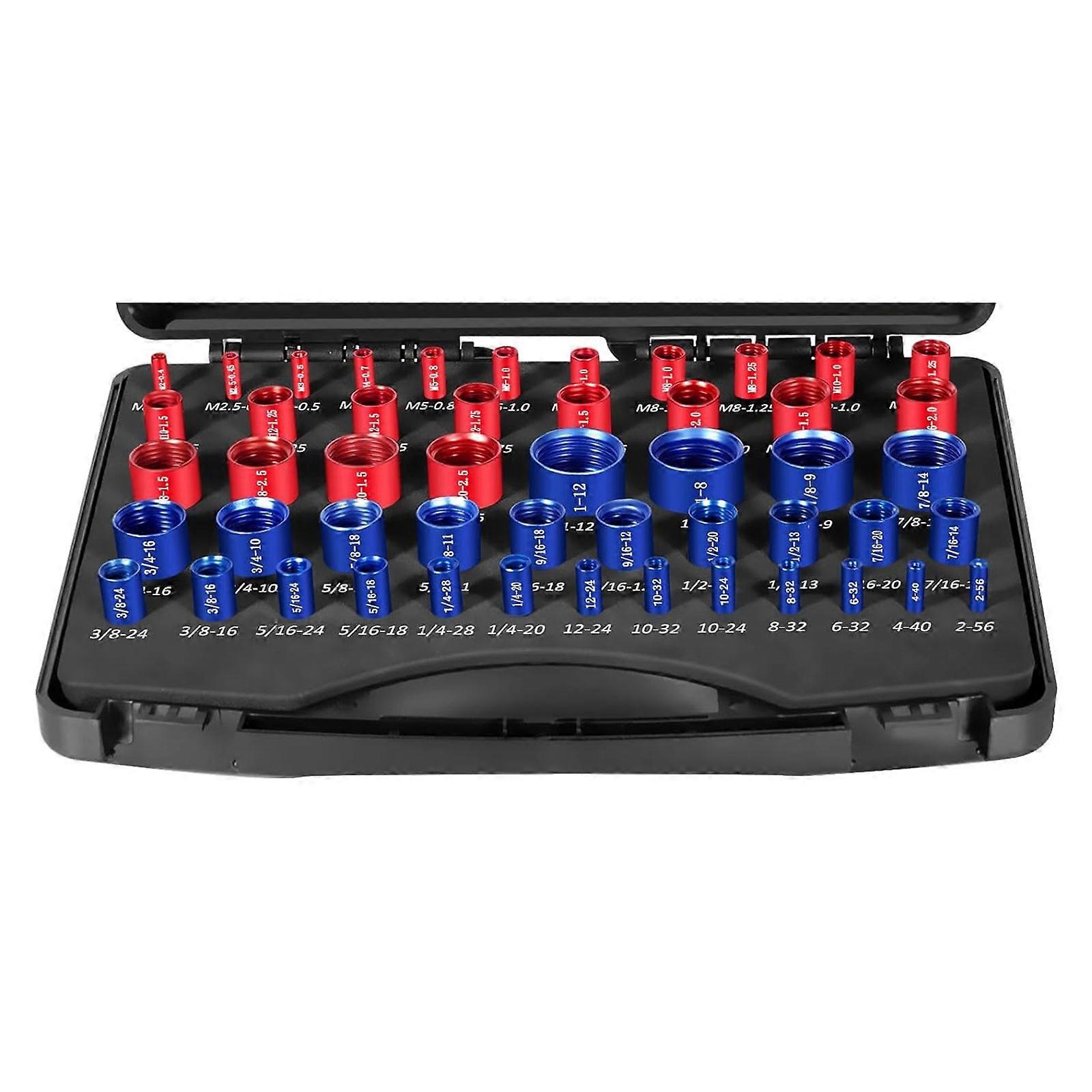 50PCS Aluminum Thread Checker Set Standard Metric Color Coded Gauges Portable Storage Case for Mechanic DIYer Projects Multicolor
