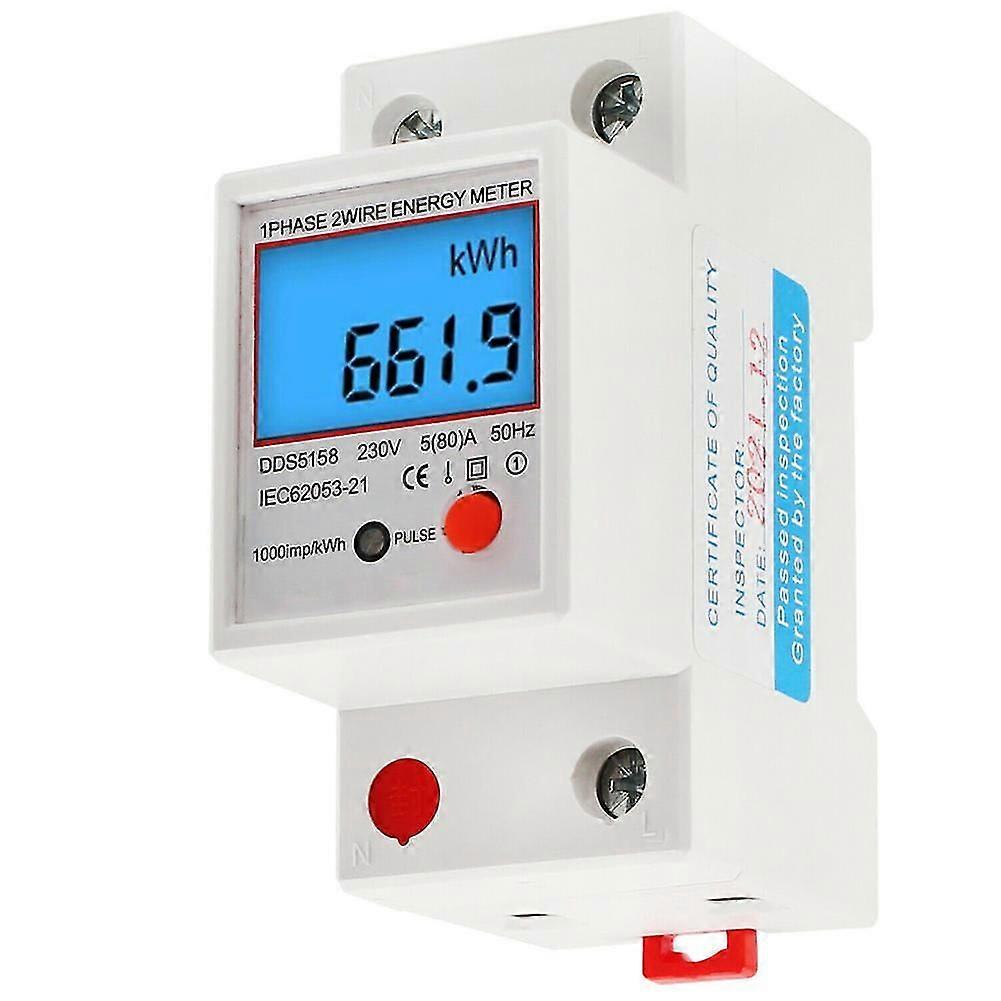 Household Single Phase Energy Meter with LCD Backlight - Multipurpose kWh Meter for Home Use