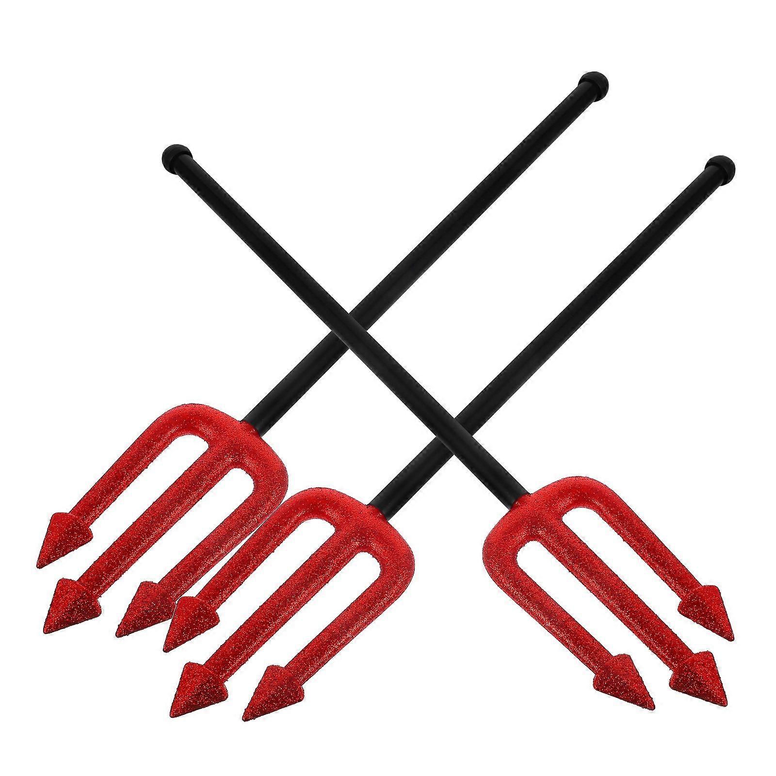 3pcs Devil Cosplay Pitch Fork Demon Prop Pitch Fork Halloween Devil Props