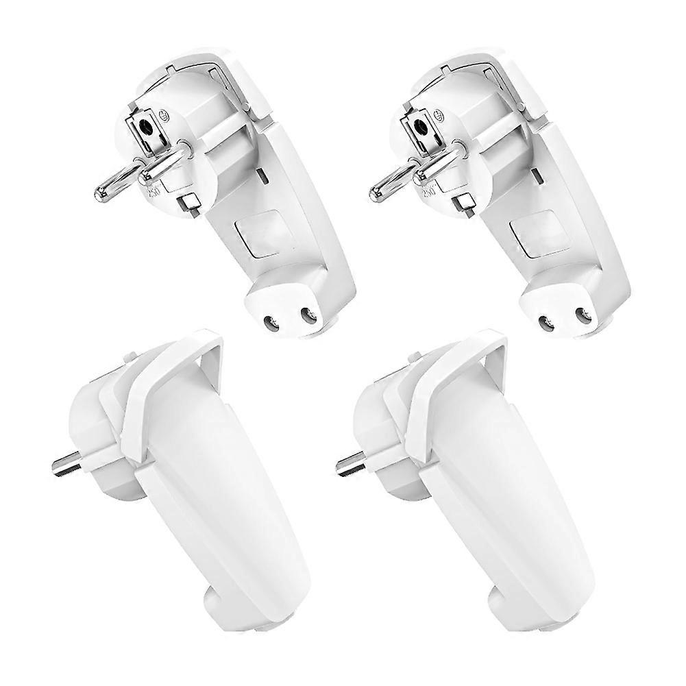 4Pcs White Schuko Angled Plug Flat, Schuko Flat Plug 250 V (16 A), Schuko Plug, Schuko Plug Flat, EU Plug