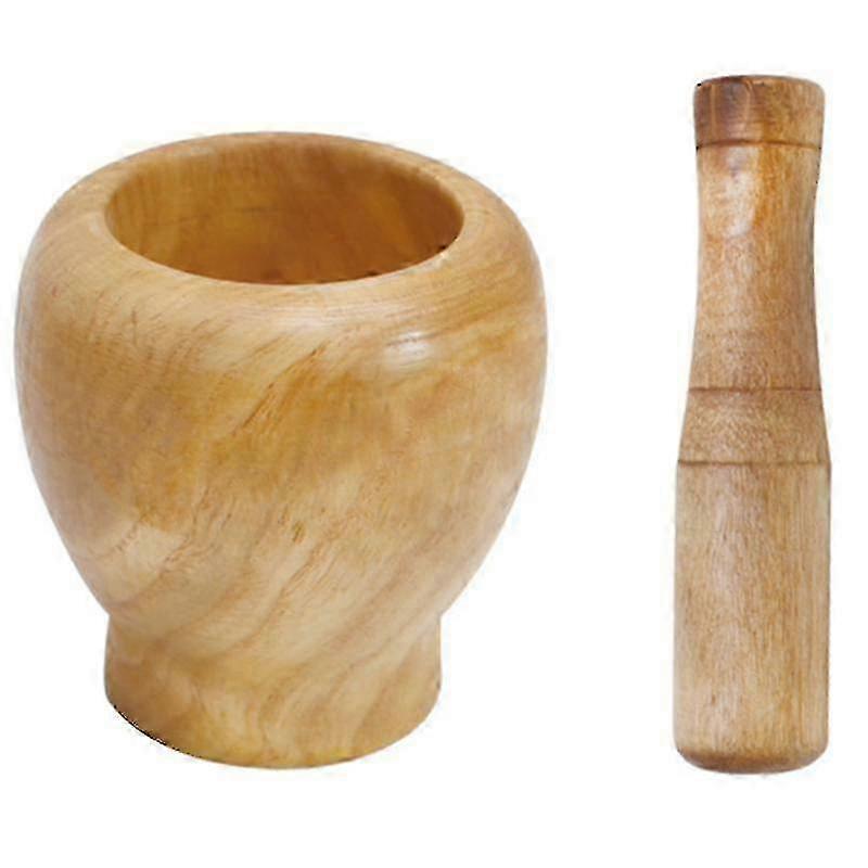 1set Wood Garlic Mortar f74