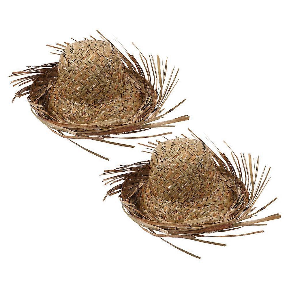 Beachcomber Straw Hat for Sun Protection 2Pcs Packable Hand Woven Sun Hat