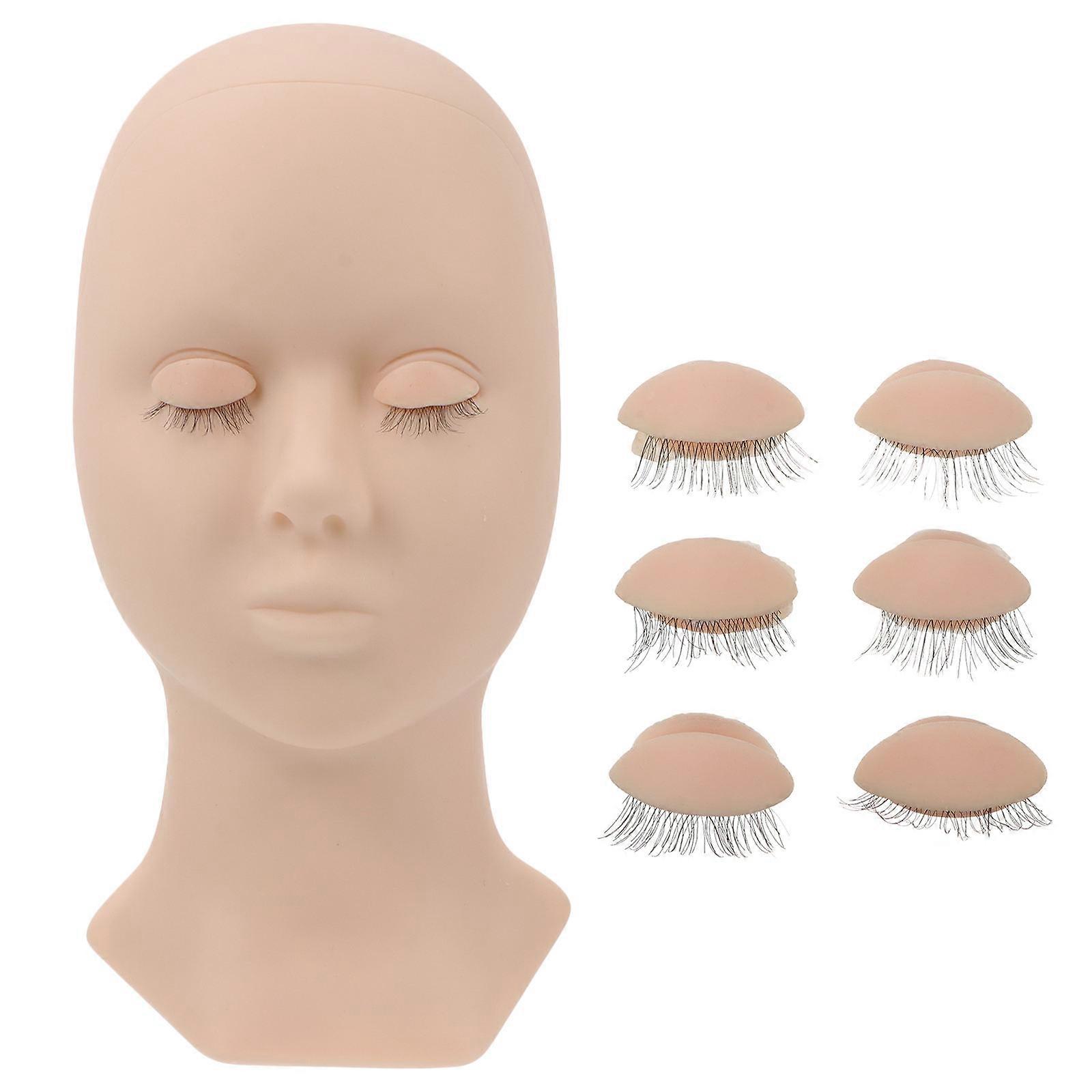 Eyelash Extensions Practice Eye Mannequin for Makeup Training Suitable for Beauty Salons and Individual Use Beige Color 1 Set