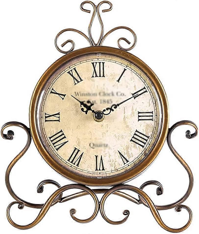 Retro Mantel Desk Clock NonTicking Antique European Table Clock for Home Office Decor