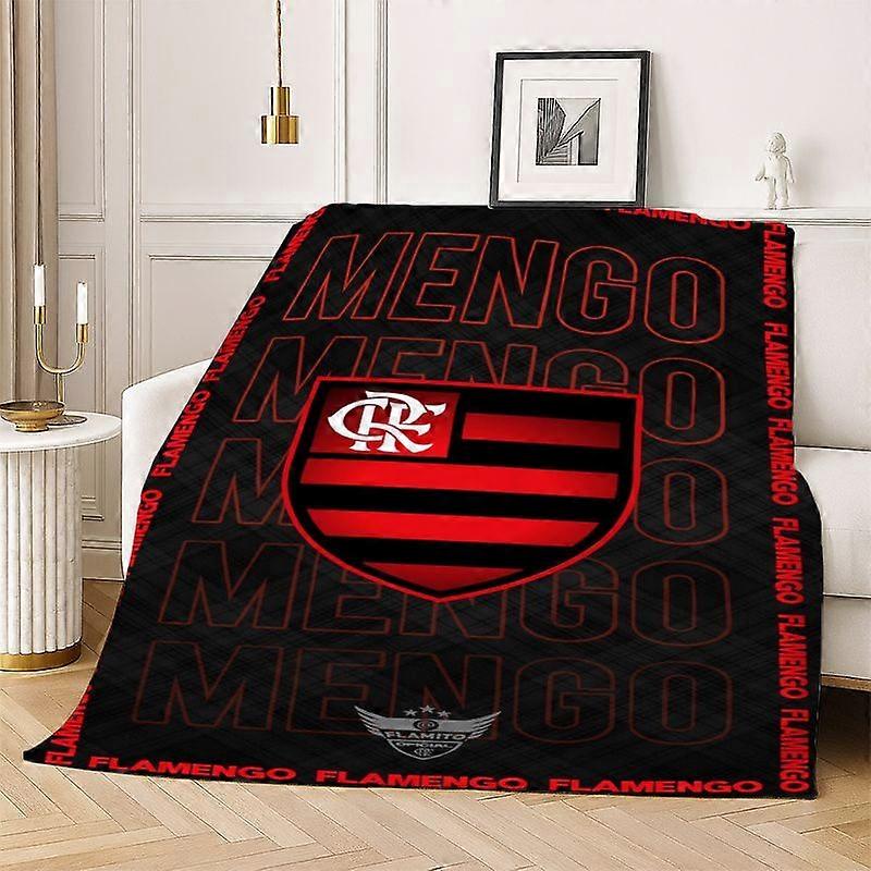 Flamengo Club Red and Black Badge Pattern Digital Print Flannel Blanket - 100% Polyester Flannel, Non, Lightweight All-S-CDSAK71