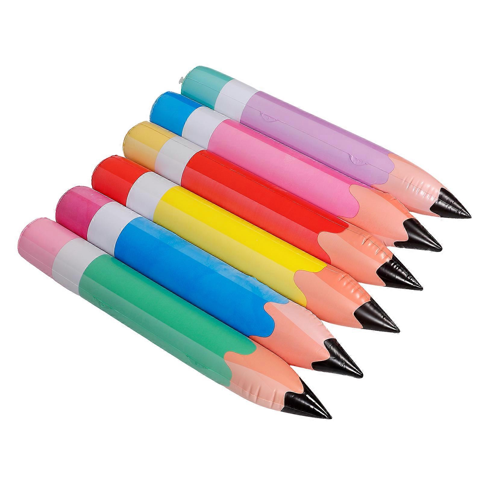 6Pcs Inflatable Pencil Props for Decoration Use PVC Assorted Color Material