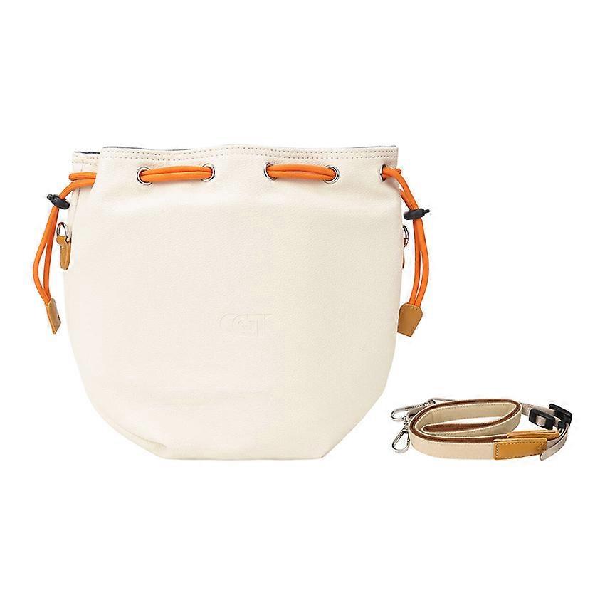 Cloud-Sensitive Drawstring Shoulder Camera Bag Waterproof  DSLR/Camcorder Lens Large-Capacity Cross-body Bag (Off-White)