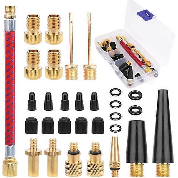 30 pieces bicycle pump nozzles, Presta valve nozzle, bicycle valve adapter set, pump nozzle, with storage box, for bicycle pump