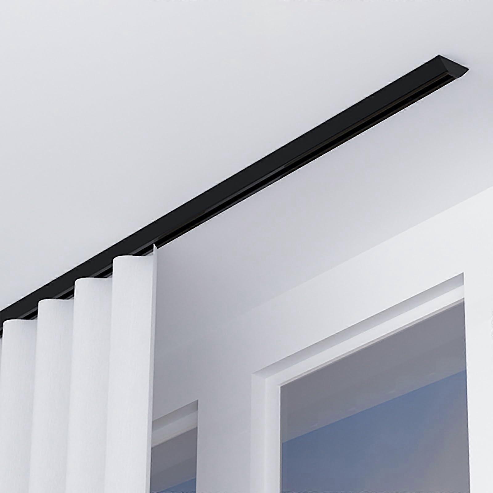 Ceiling Curtain Track 18ft Ultra Thin Aluminium Rail with Silent Glide for Room Divider Black