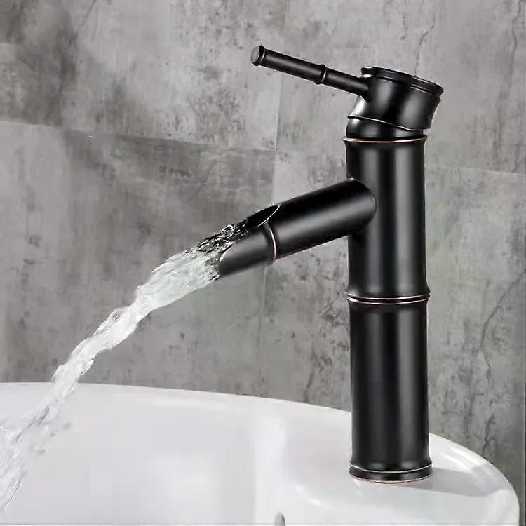 Bathroom hot and cold mixed basin faucet waterfall style single handle basin faucet bamboo style single pole sink faucet