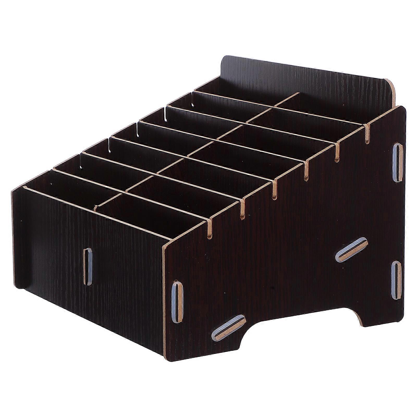 Wooden Phone Display Holder for Storage 14 Grid Multi Grid Organizer