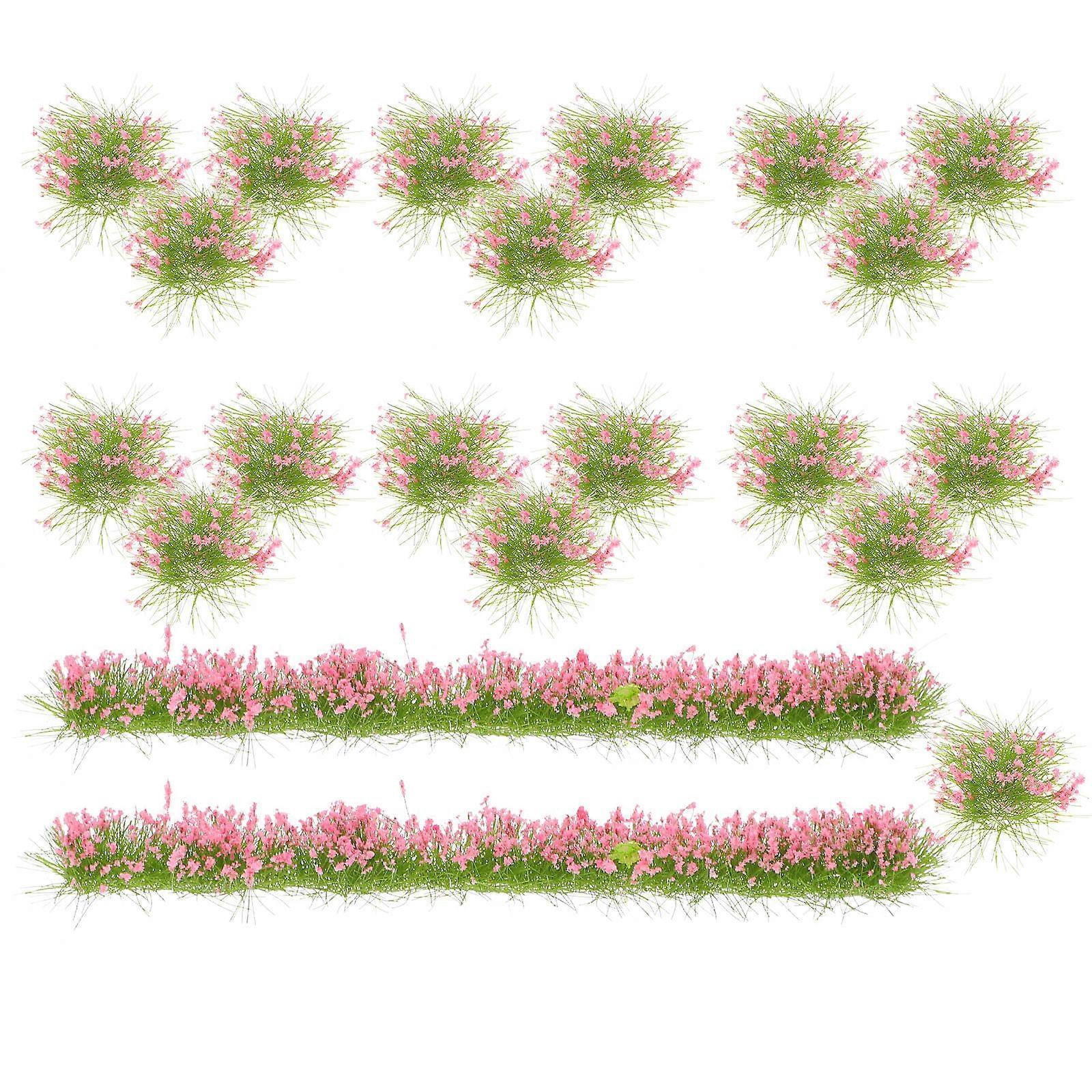 Fire Train Model Miniature Trees for Decor with 23Pcs Pink Plastic Trees
