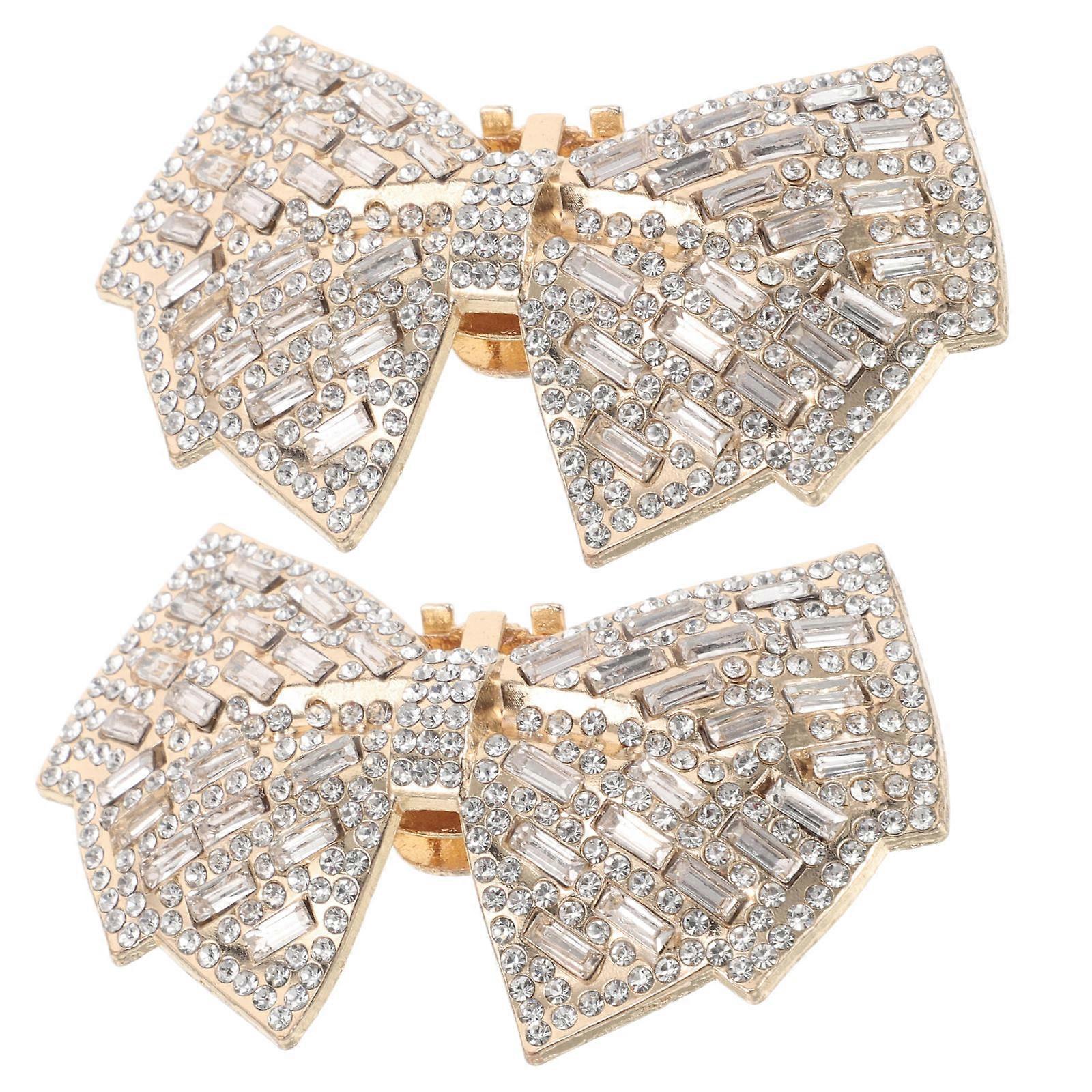 2Pcs Rhinestone Bow Decorative Shoe Clips for Wedding High Heels