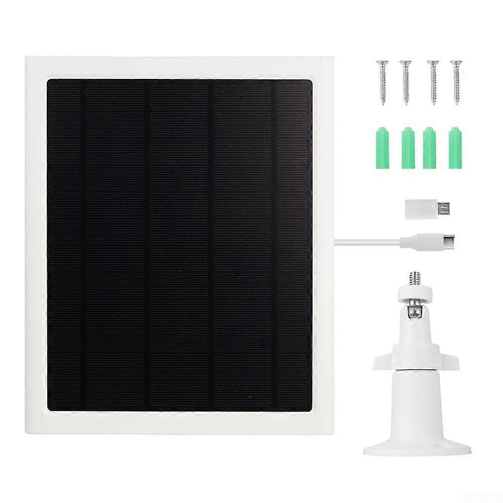 6W 6V Solar Panel for Ring Doorbell and Camera, Continuous Charging with 3m Cable, White