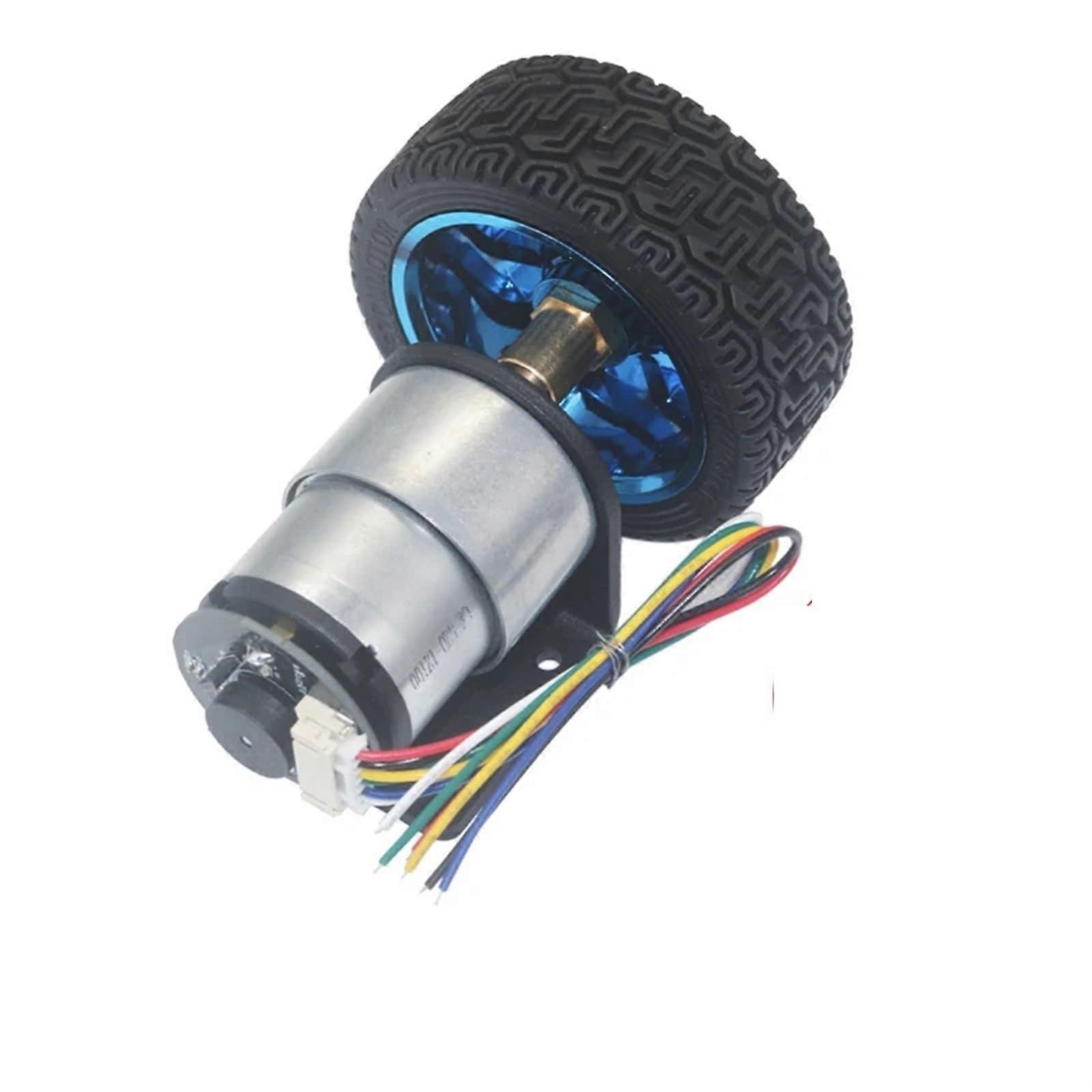 37mm Diameter DC Gear Motor with Encoder, 12V 76rpm, Wheel Kit, 24V Compatibility, High Torque Performance