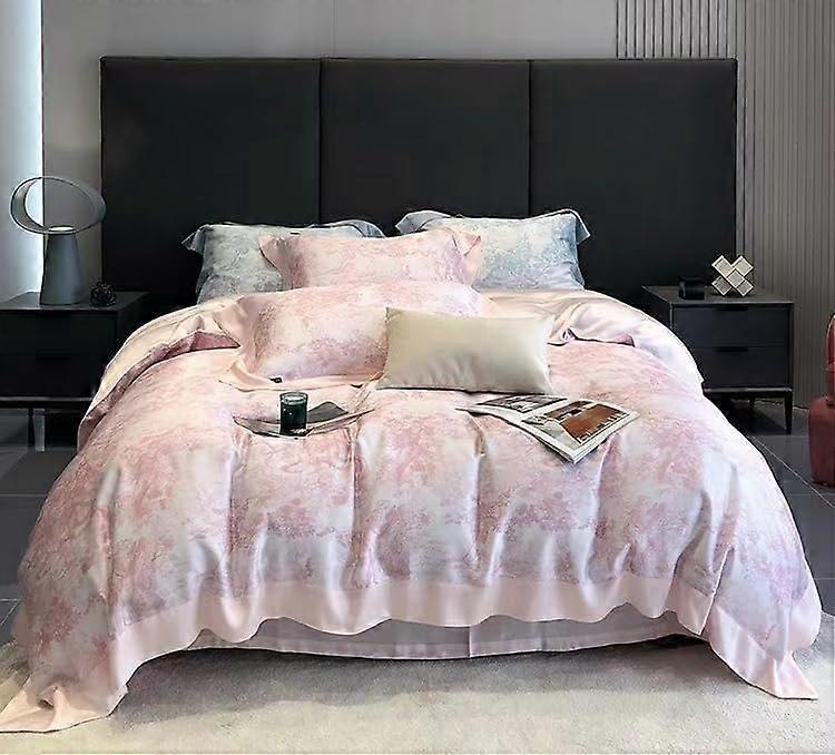 Lyocell Satin Sheet Set Silky Soft Breathable Bedding for Summer Queen Size Fragrant Powder