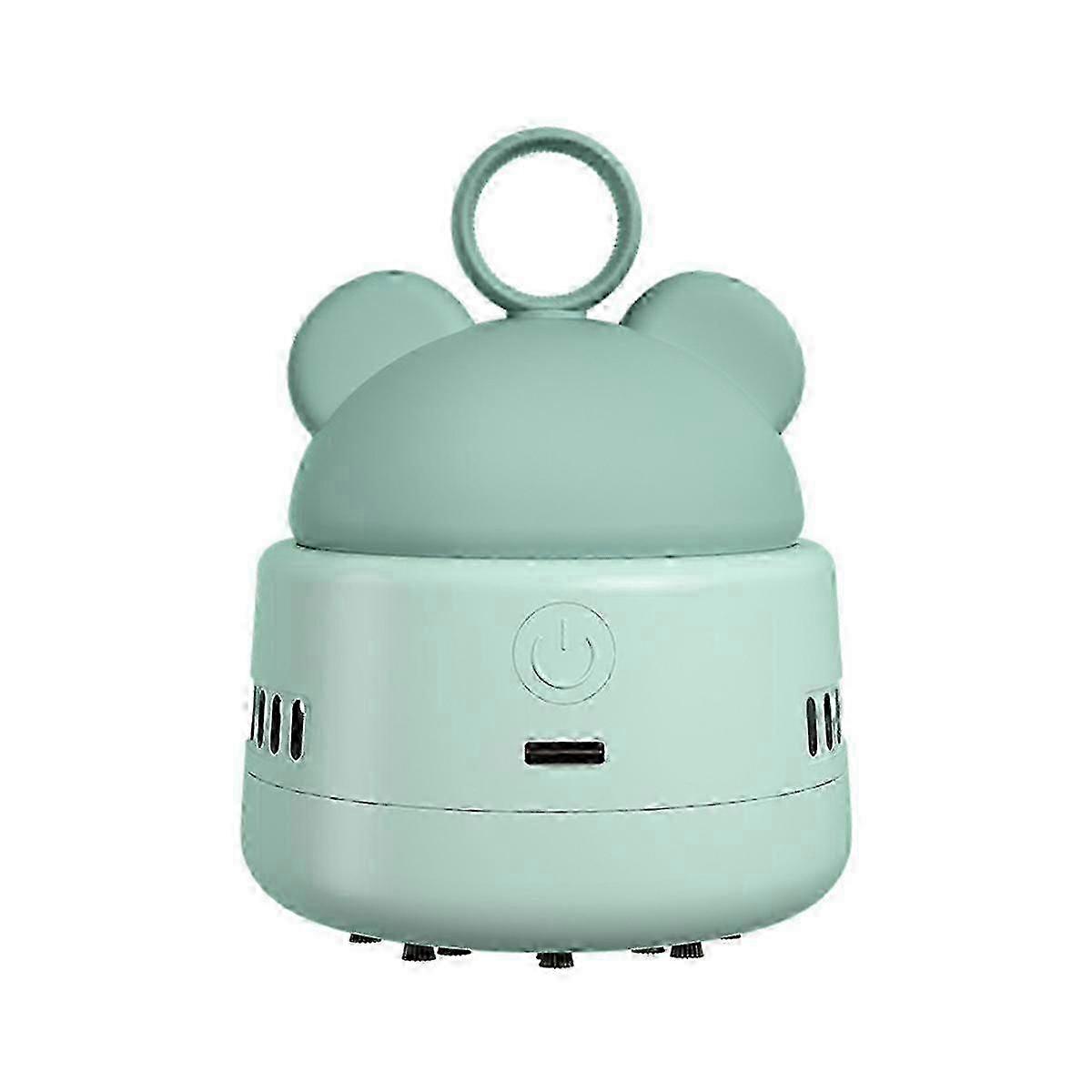 Cute Desktop Vacuum Cleaner Mini BearHead Ring Vacuum Cleaner for Cleaning Dust Crumbs Lake Green