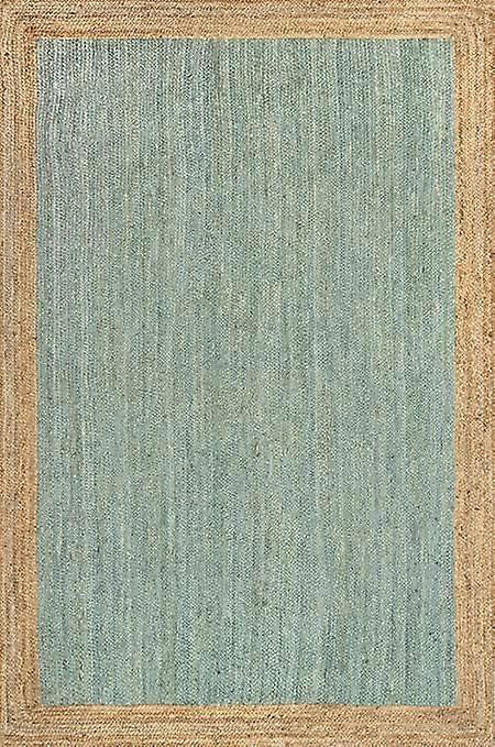 Green Jute Simple Border Area Rug