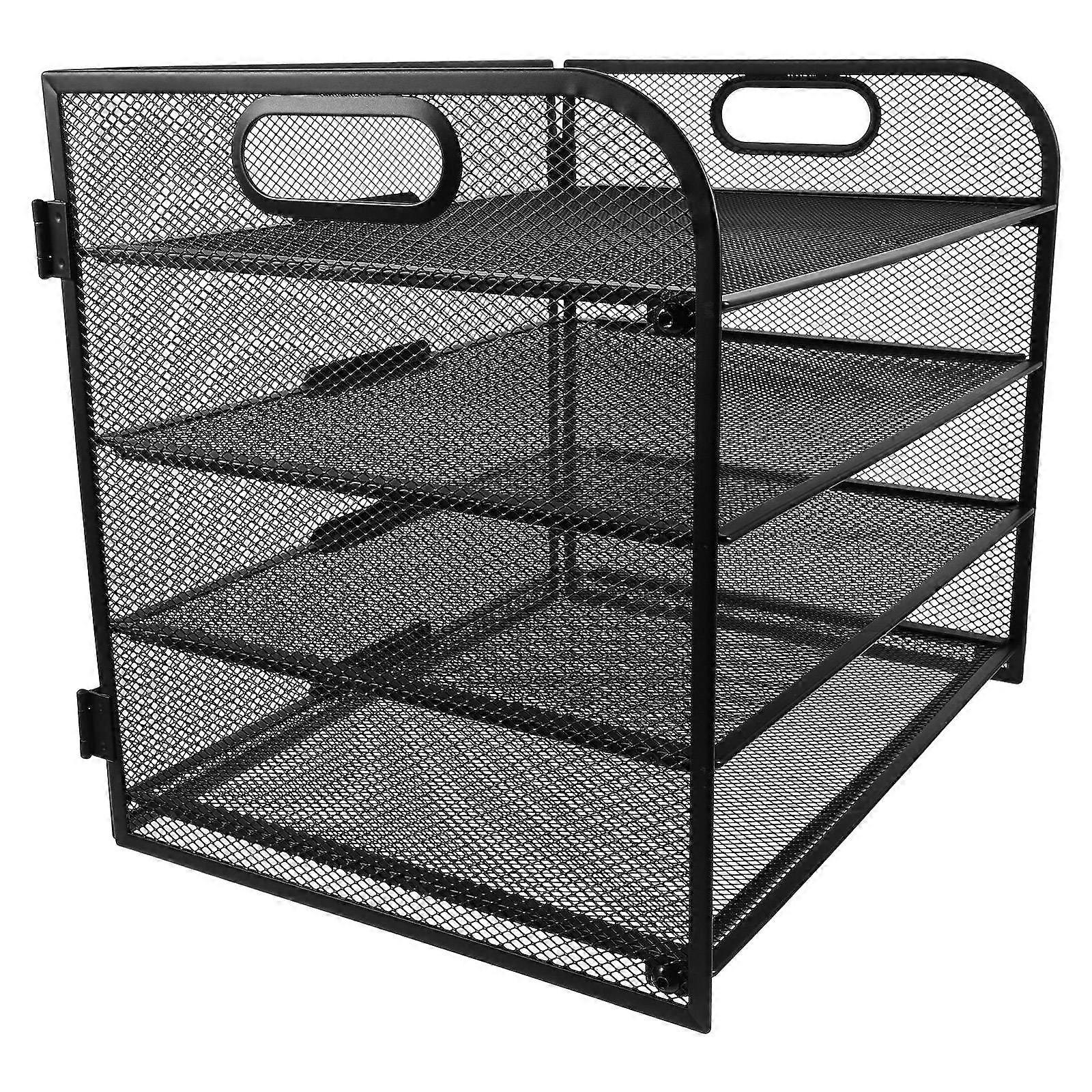 Stackable Letter Trays Desktop Organizer Black 32.80X27.60X24.70CM File Sorting 1Set