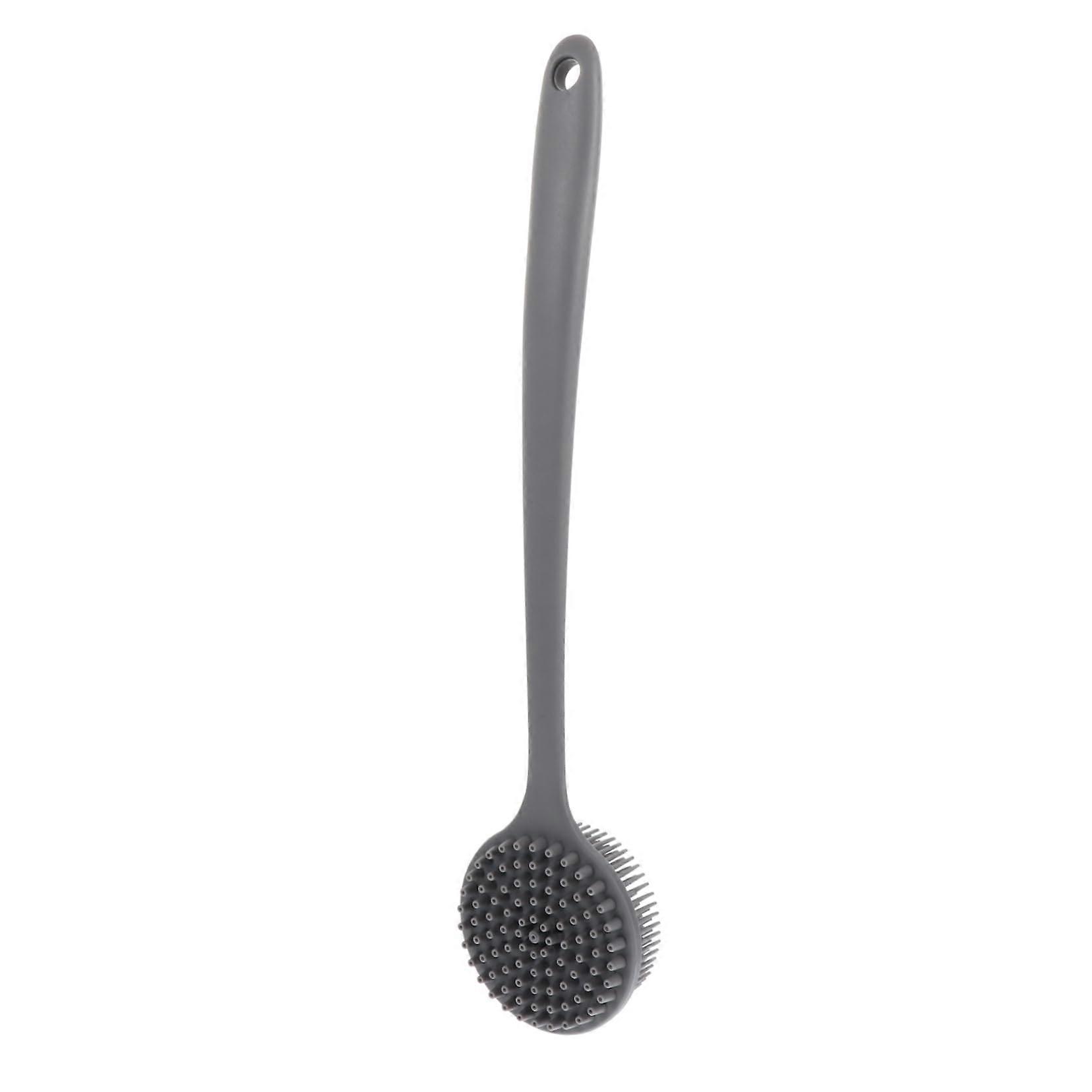 Silicone Back Scrubber with Long Handle Bath Brush Dual Function Massage Dots for Shower Cleaning
