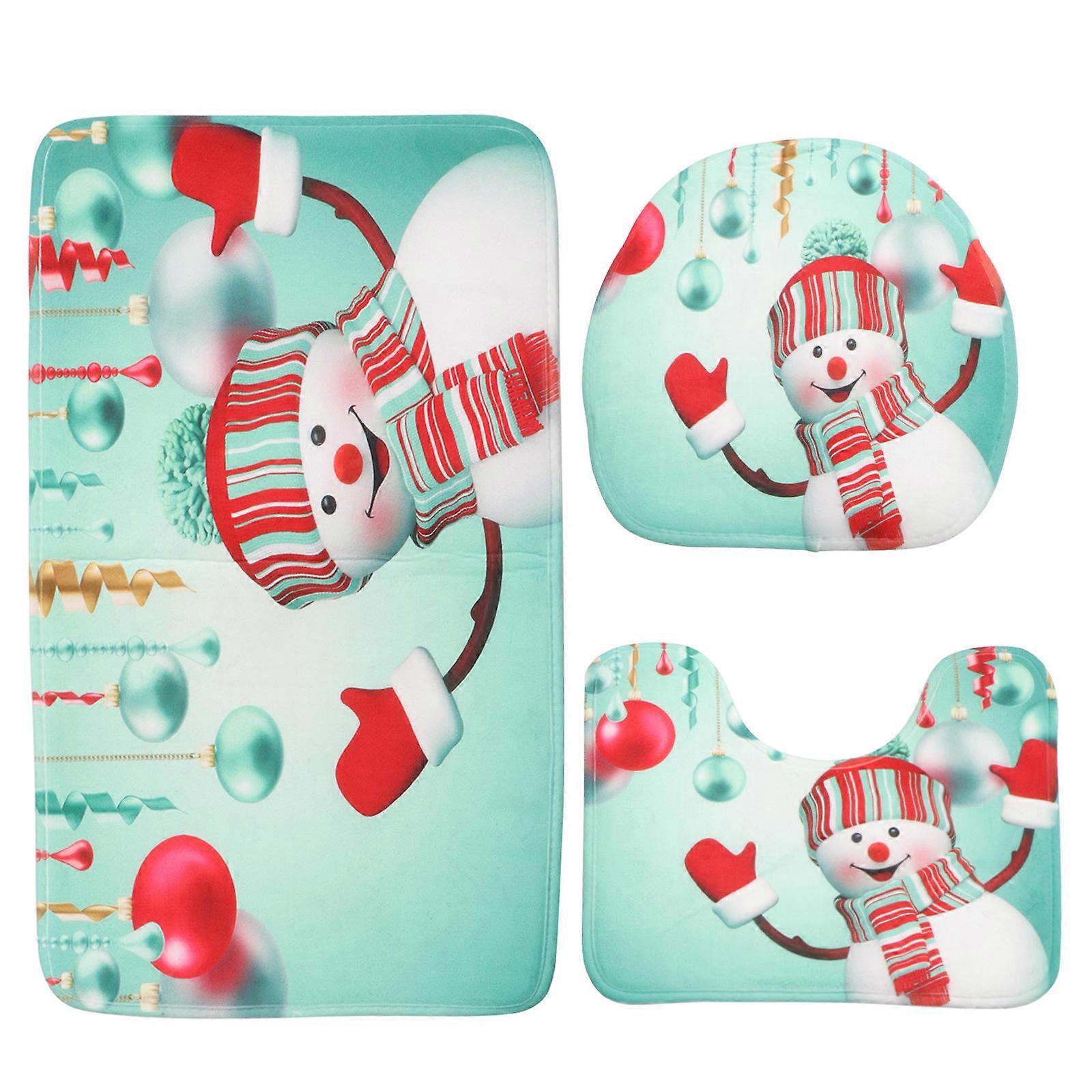 Washroom Mat Set Absorbent Rectangular Bath Mat Homeowners 3Pcs