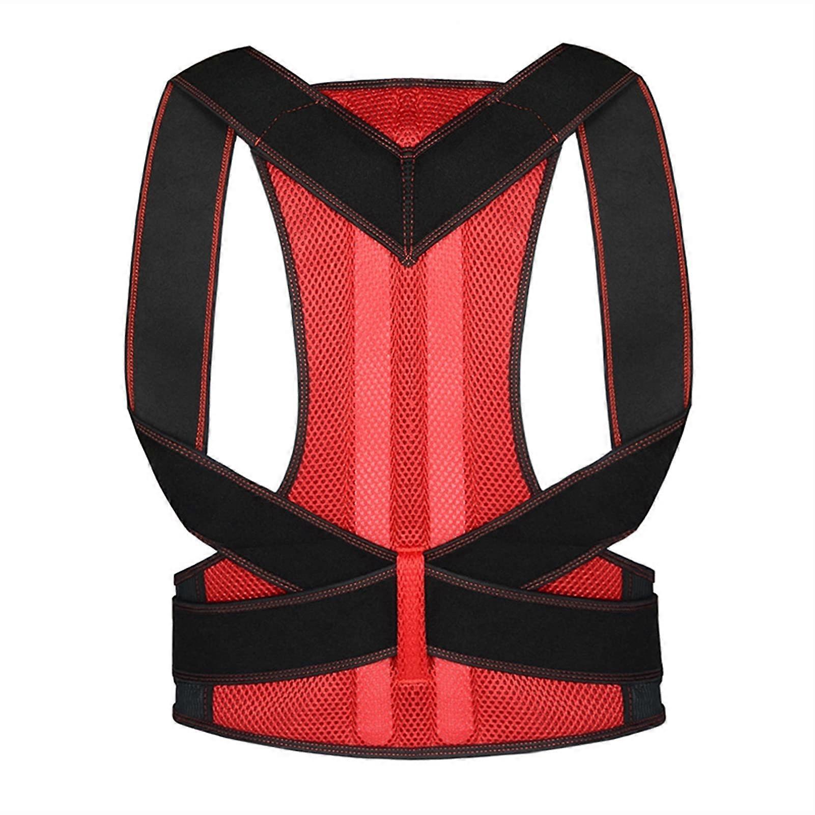 Posture Corrector Adjustable Back Support Brace with Lumbar Spine Alignment for Adults Red 4XL