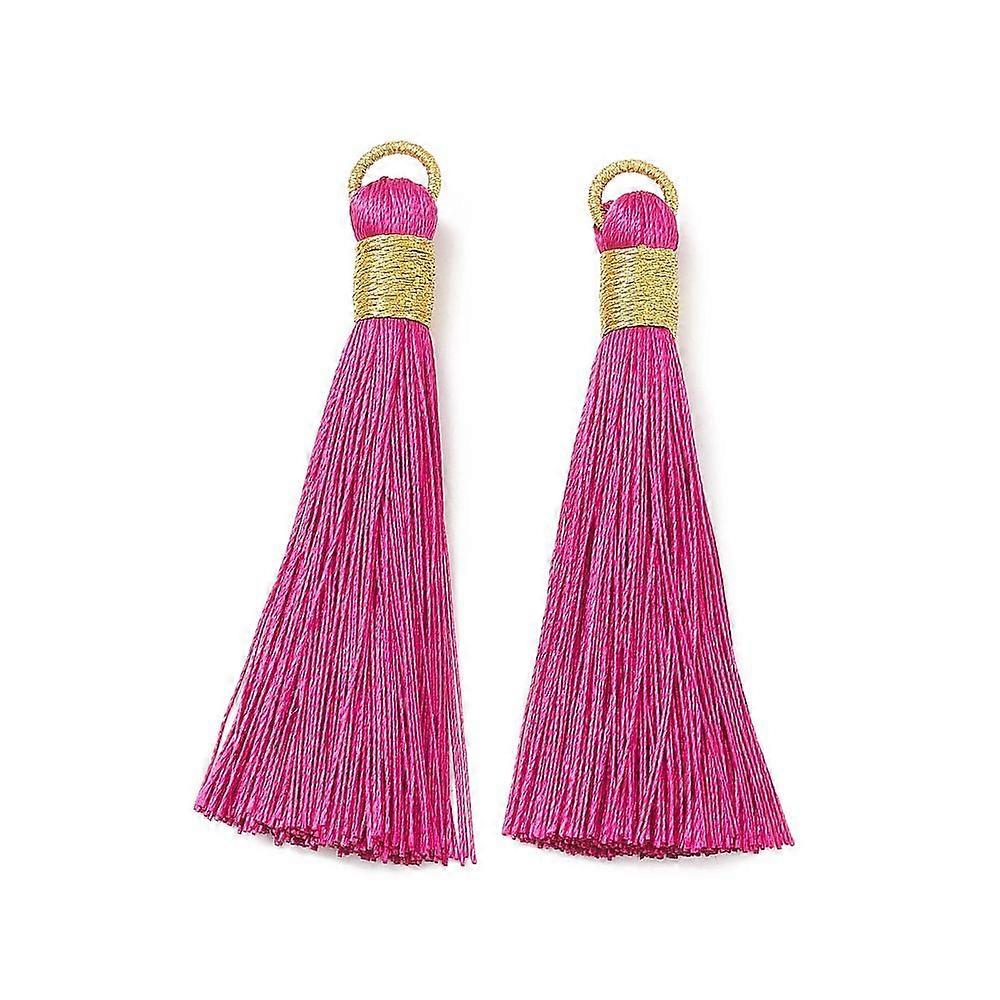 Polyester Tassel Pendants Medium Violet Red 80~83x7~8mm Hole: 5~7mm