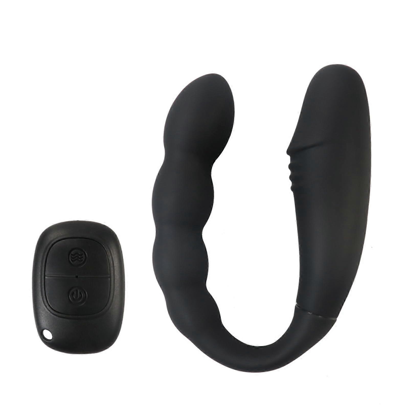 Remote Control Vibrating Butt Plug Rechargeable DualHead UShape Silicone Anal Stimulator