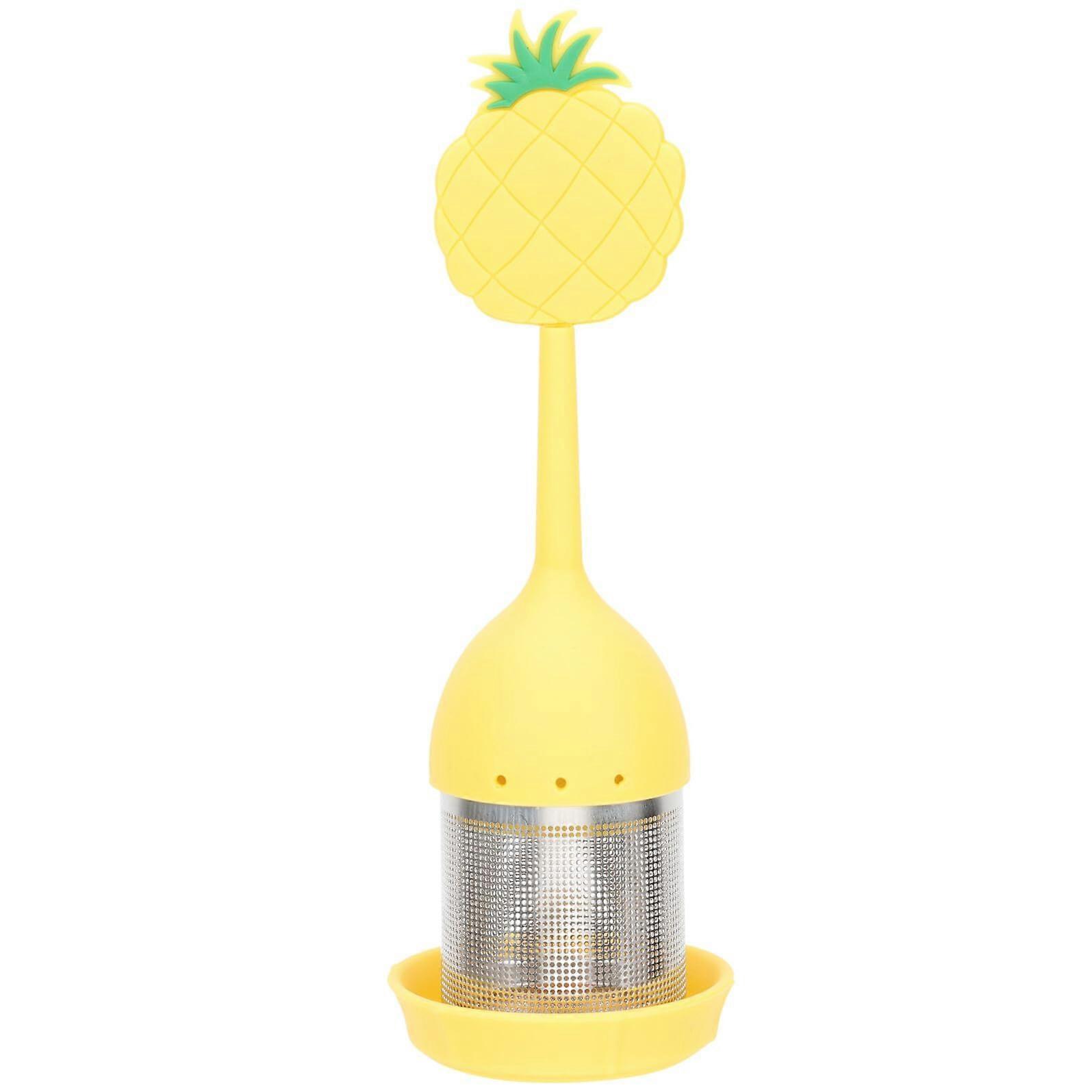 Tea Infuser Silicone Loose Leaf Strainer with Detachable Antihot Handle Fine Filter Pineapple Design