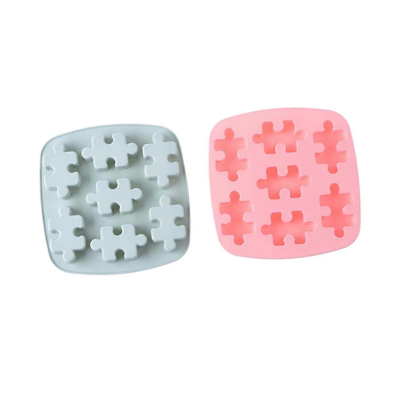 2pcs Silicone Puzzle Molds NonStick for Baking Chocolate Candy Ice Cubes Oven Microwave Safe