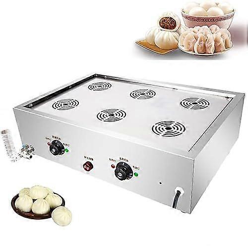 Commercial Steamed Bun Maker with Adjustable Temperature, AntiDry Burn, 6Hole  Capacity