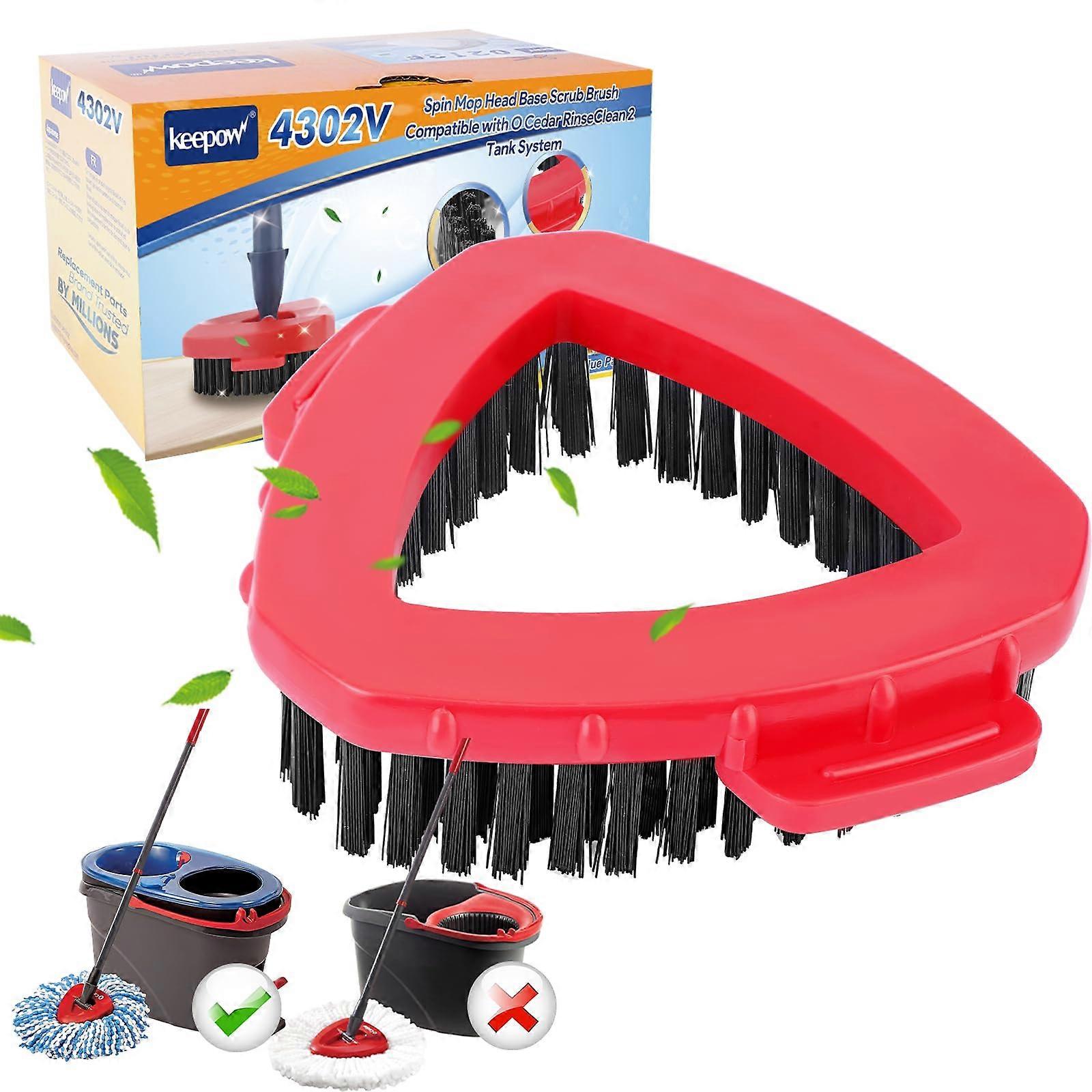 Spin Mop Scrub Brush for OCedar RinseClean 2 Tank System, Stiff Bristle Replacement Head, Red