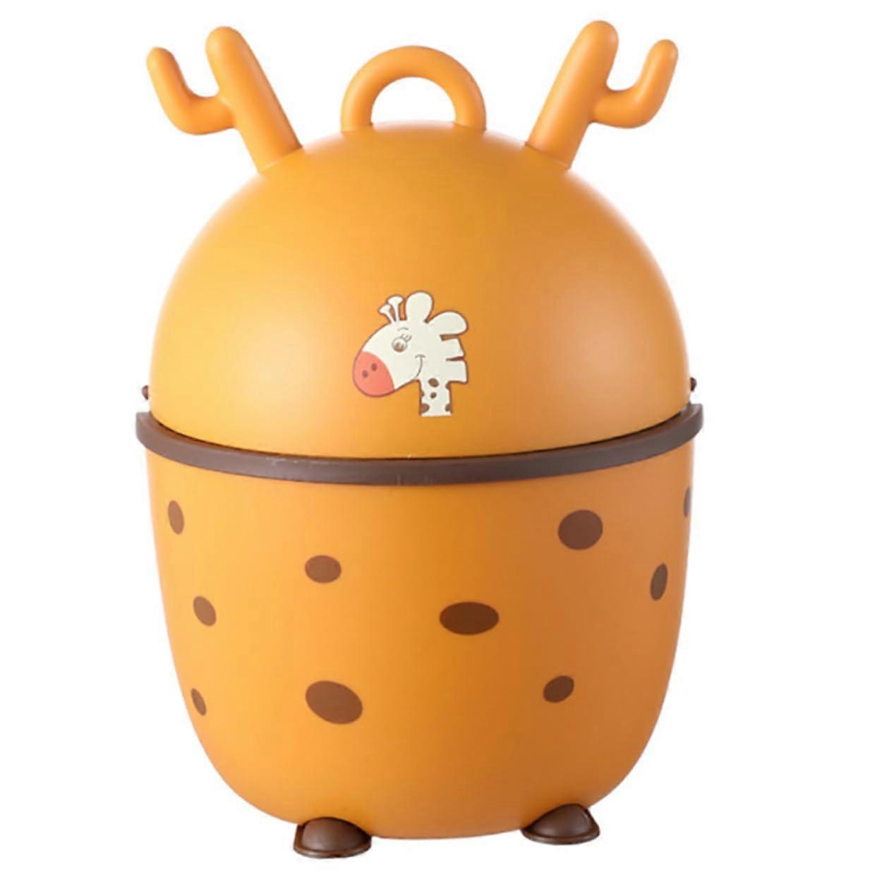 Compact Cartoon Desktop Trash Can for Office or Kitchen, Small Tabletop Waste Bin, PushType