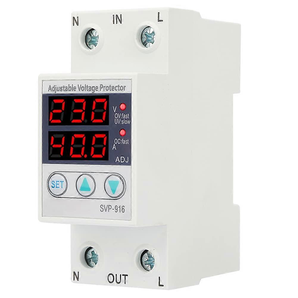 Adjustable Single Phase Voltage Protector 230V 63A with Overcurrent Control DIN Rail Design